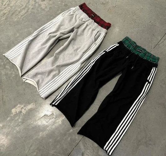 Retro Striped Women's Sports Pants Harajuku Splicing