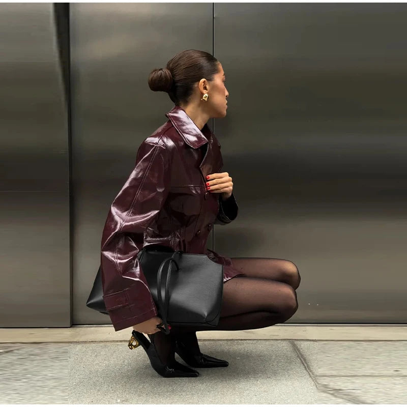 Street  Pu Leather Women's set