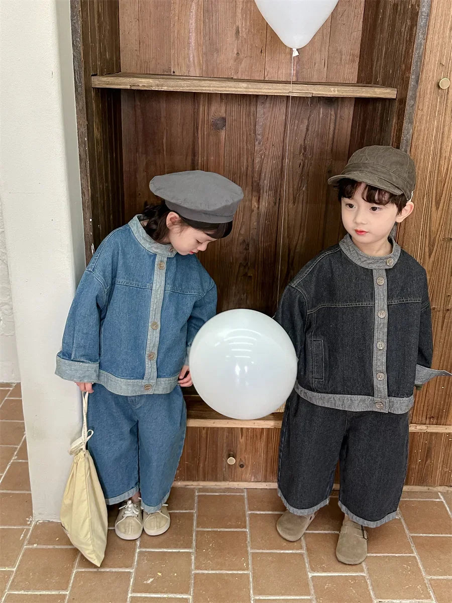 Baby Girl Boy Long Sleeve Coat Jeans Suit