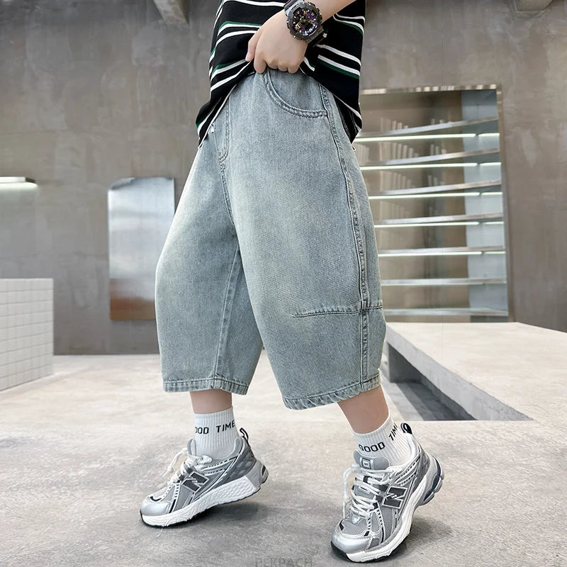 Boys Cartoon Print Capris Pants