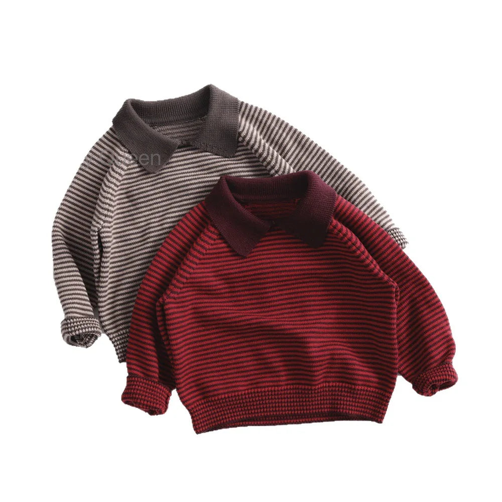 Boys Loose Striped Casual Vintage longsleeve