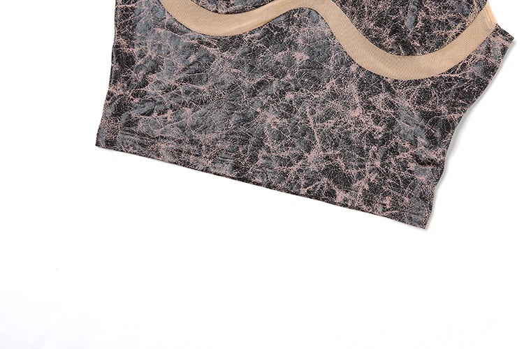 Nibber Fashion Print Mesh Patchwork