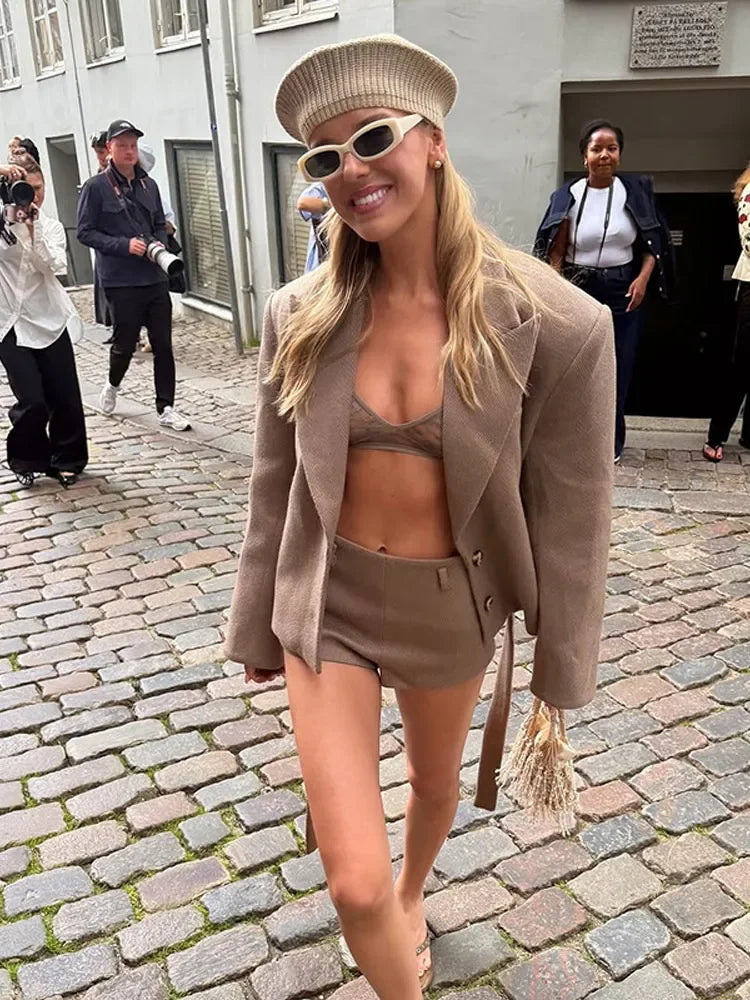 Fashion Plaid Shorts Set