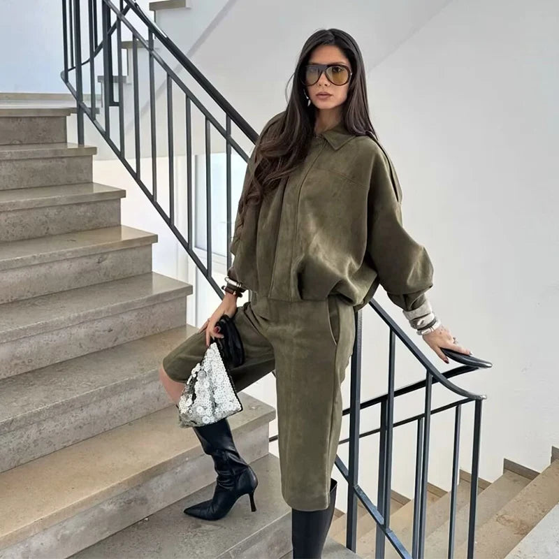 Women High waisted Casual Shorts set