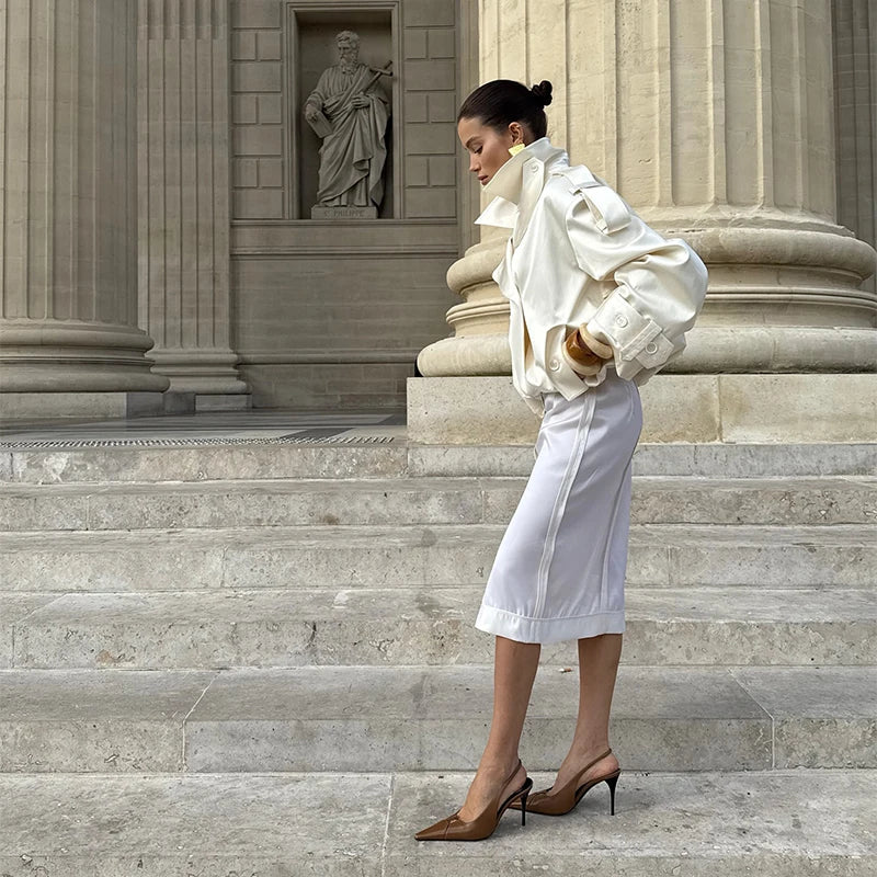 Women Elegant Short loose trench