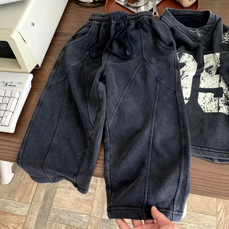 Heavyweight  Washed Sporty Versatile pants