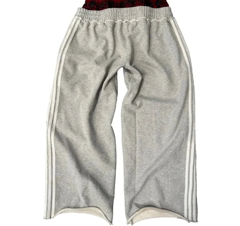 Retro Striped Women's Sports Pants Harajuku Splicing