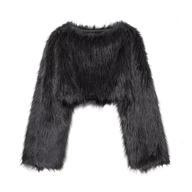Women's Faux Fur Cropped Pullover