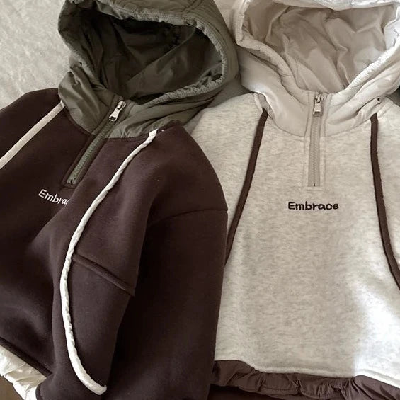 Velvet Sweatshirt Kids Hooded Jumper