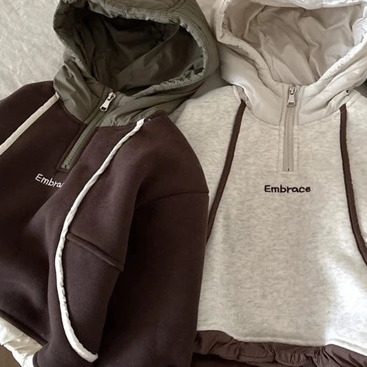 Velvet Sweatshirt Kids Hooded Jumper