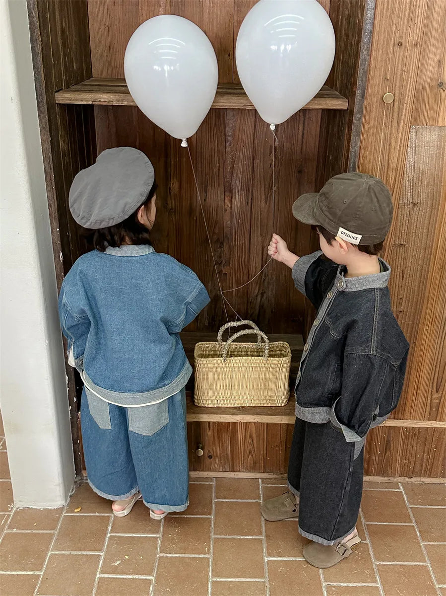 Baby Girl Boy Long Sleeve Coat Jeans Suit