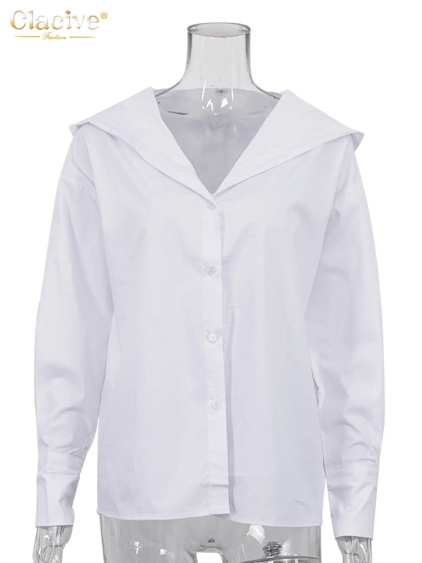 Clacive Fashion Loose White Cotton