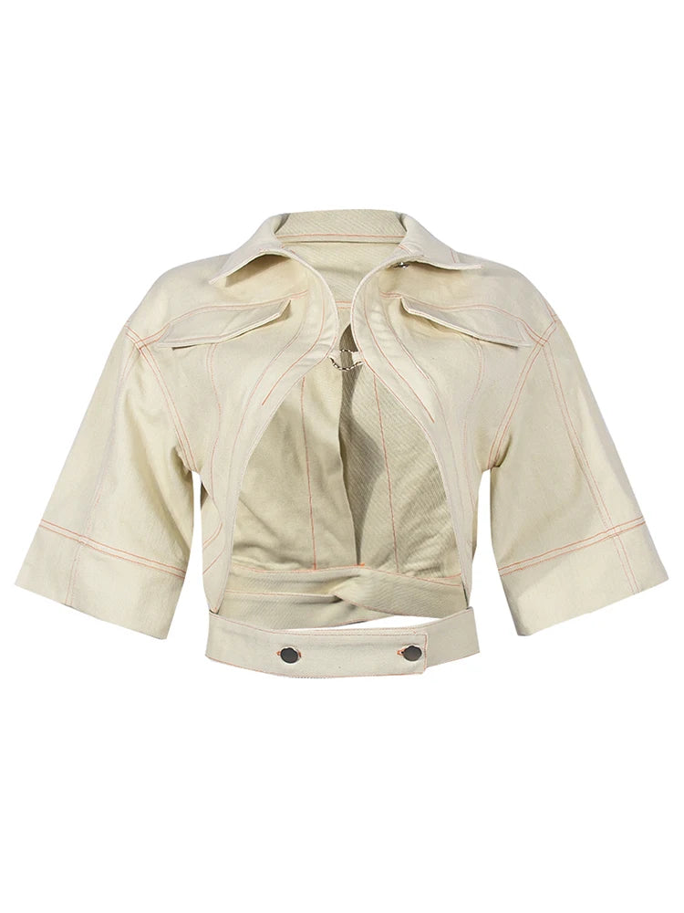 Cleavage Half Sleeve Crop top