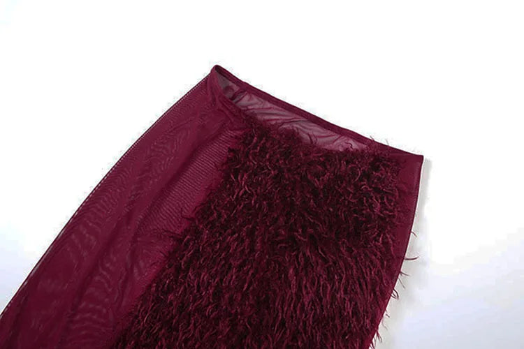 Women Bodysuit+Furry Patchwork