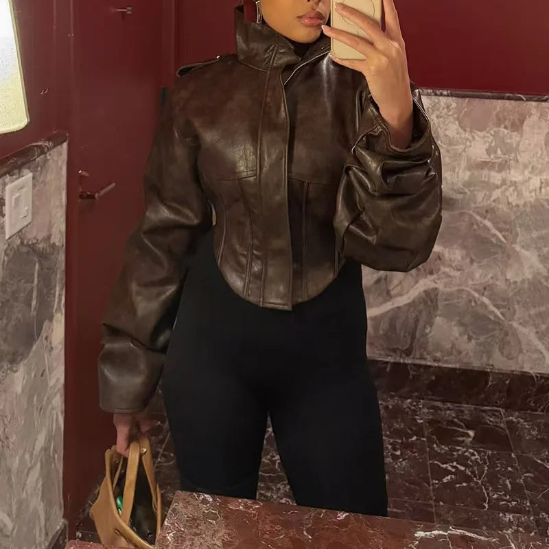 Vintage-Style Waist- fishbone jacket