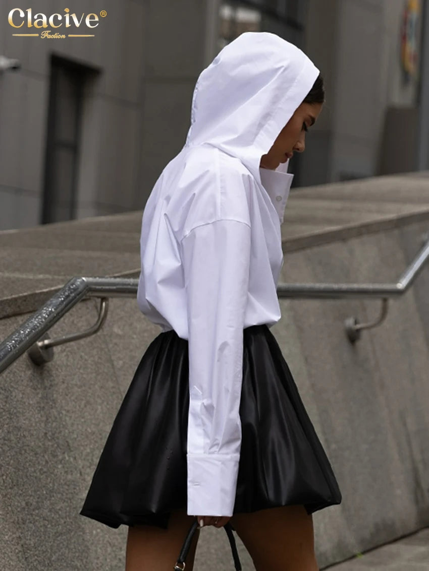 Clacive Fashion Loose White Cotton