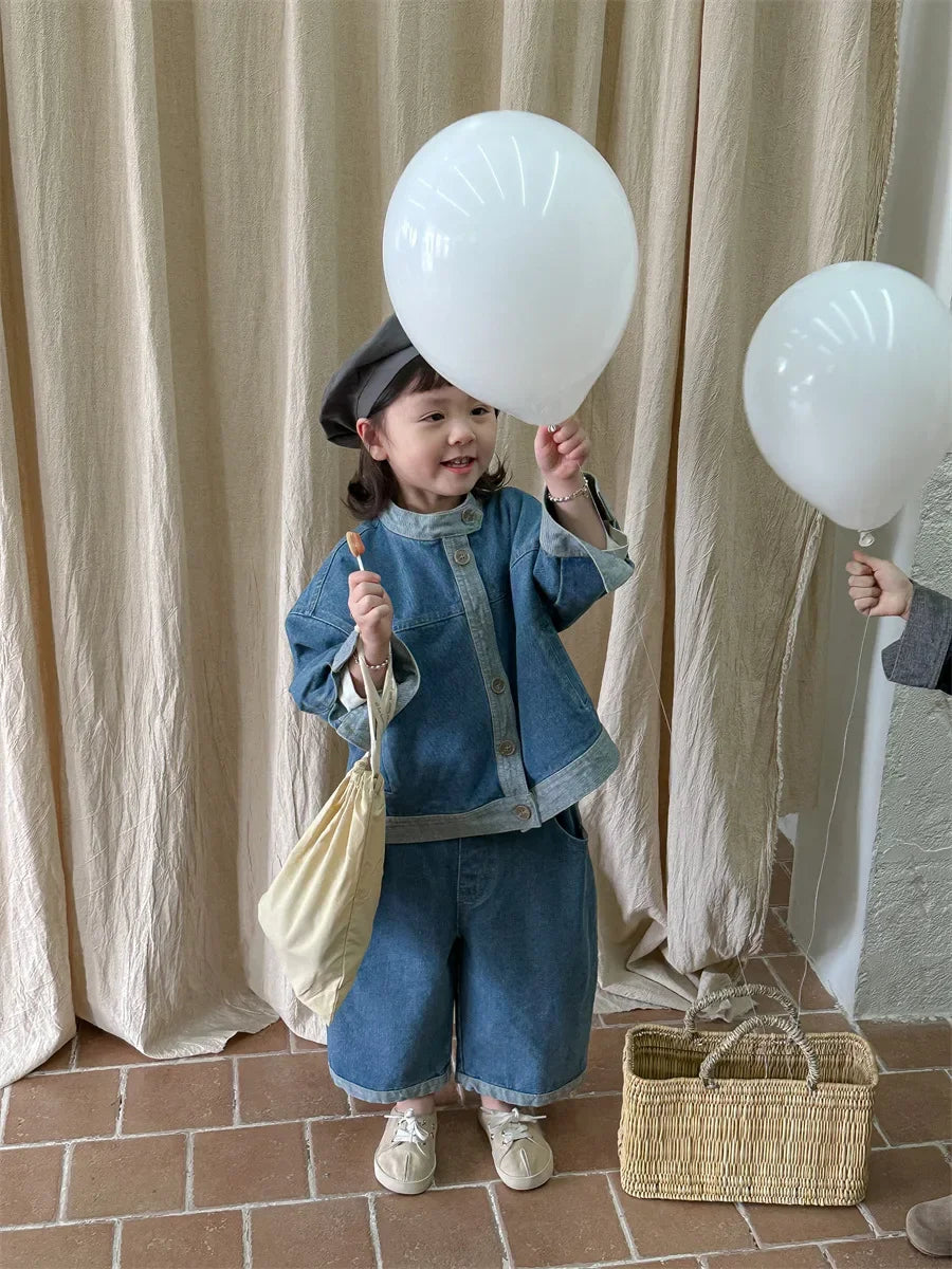 Baby Girl Boy Long Sleeve Coat Jeans Suit