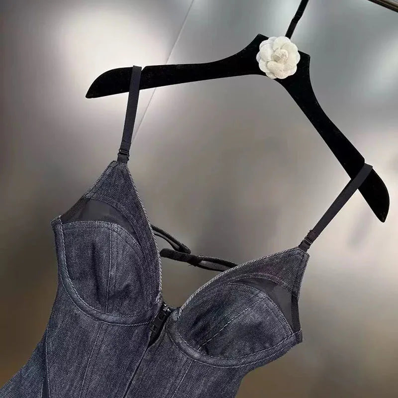 Mesh Denim Camisole Vest