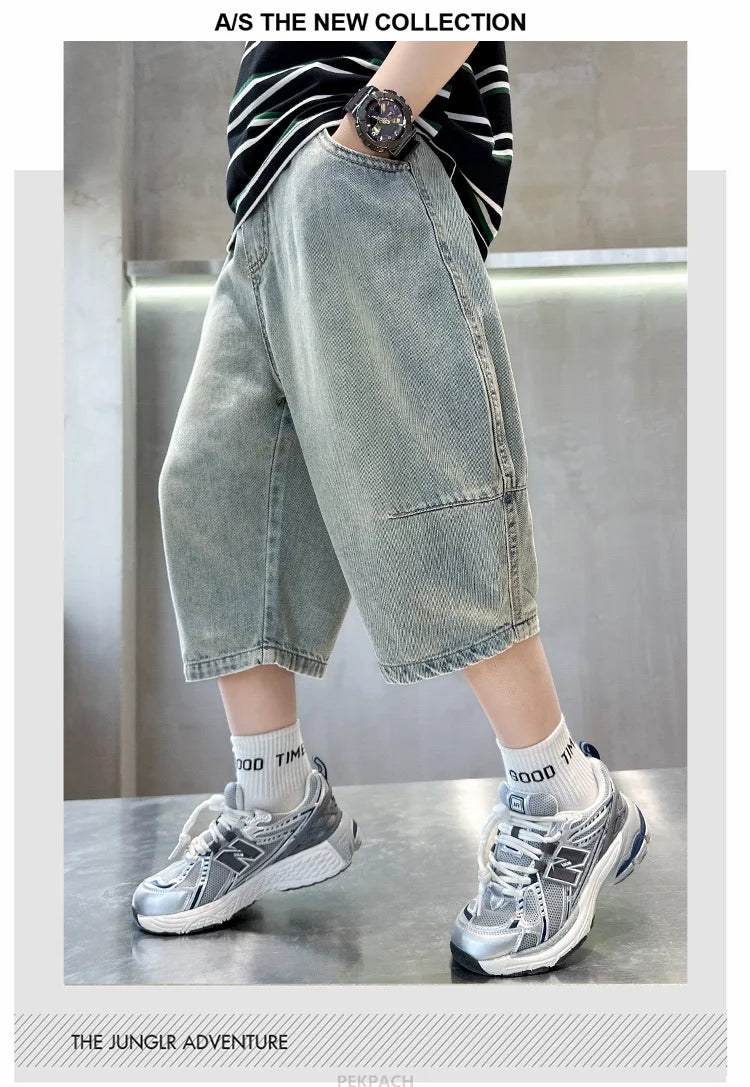 Boys Cartoon Print Capris Pants