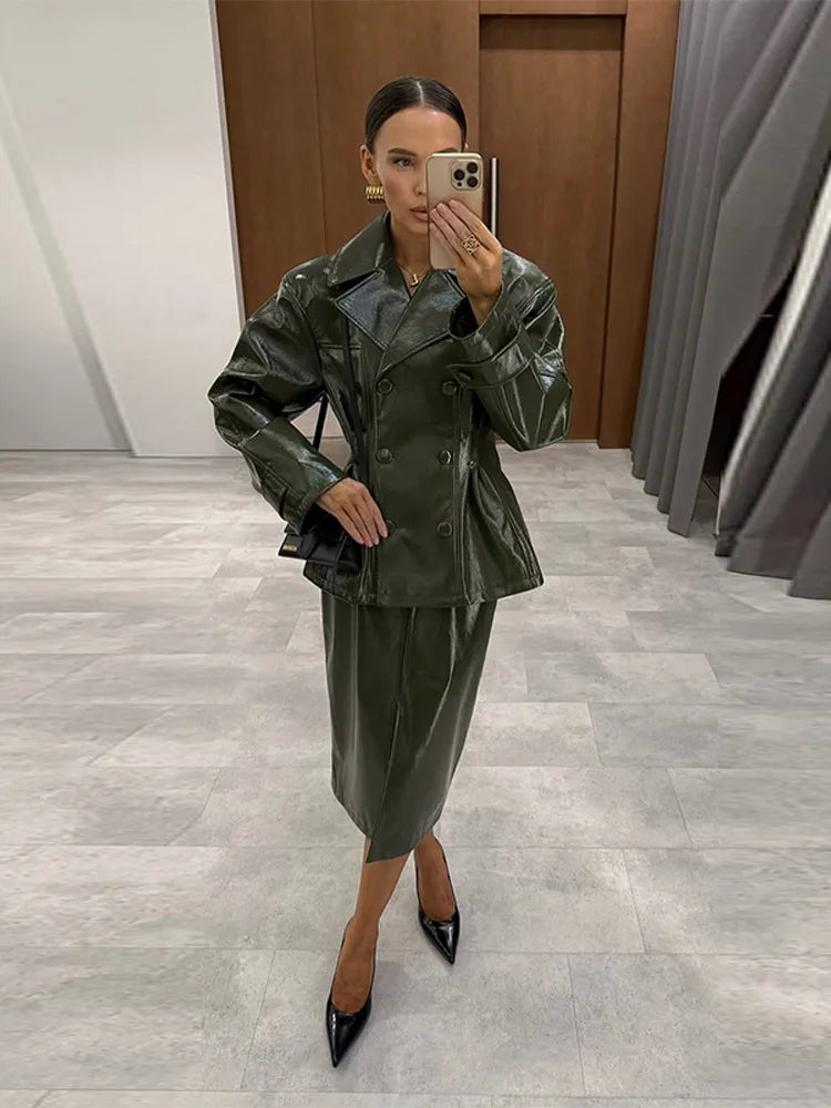 Street  Pu Leather Women's set