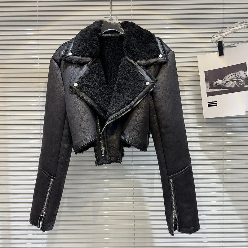 Leather abstract jacket